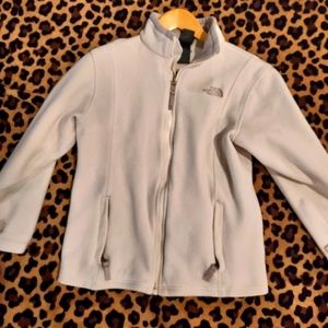 White and Gray Northface jacket